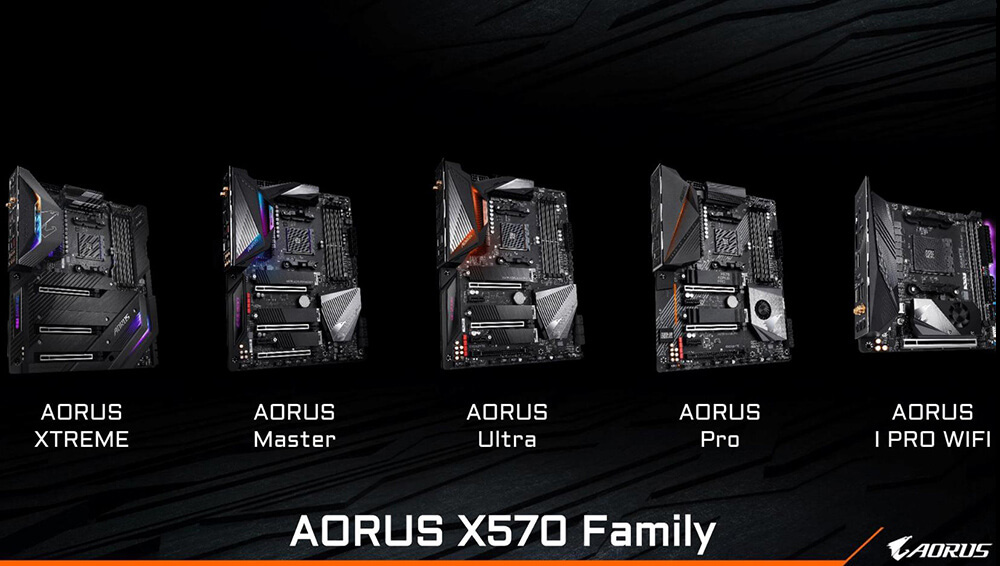 AORUS X570 系列主機板有Xtreme、Master、 Ultra、Elite、 PRO、PRO WIFI、和 ITX小板 I PRO WIFI